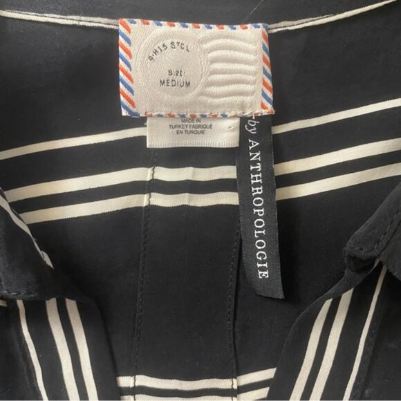 ANTHROPOLOGIE POSTMARK DRESS MAXI BLACK WHITE STRIPE SLEEVELESS V-NECK SIZE M - Picture 8 of 9